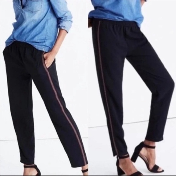 Madewell Embroidered Track Trousers Black Small - Picture 1 of 9